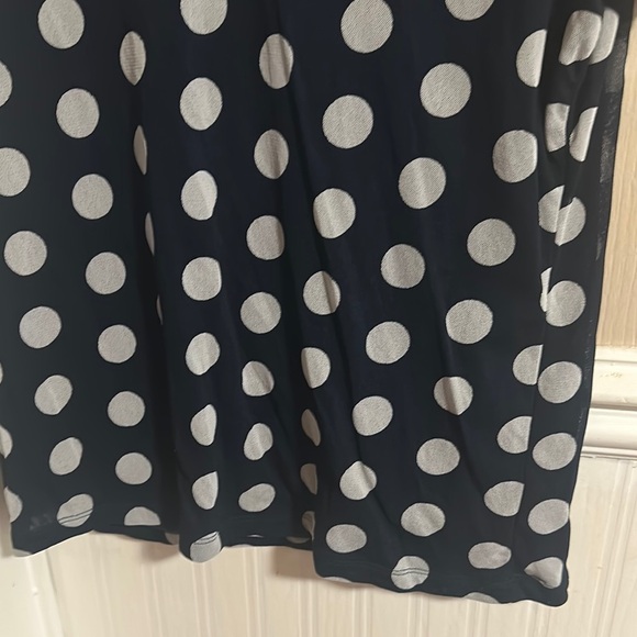 Liz Claiborne Dark Blue Sheer Lined Top with White Dots Collar Size XL - Picture 7 of 11